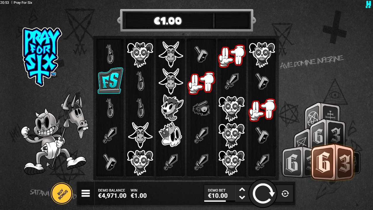 Pray for Six by Hacksaw Gaming – base game dice craps mechanic casino gambling theme