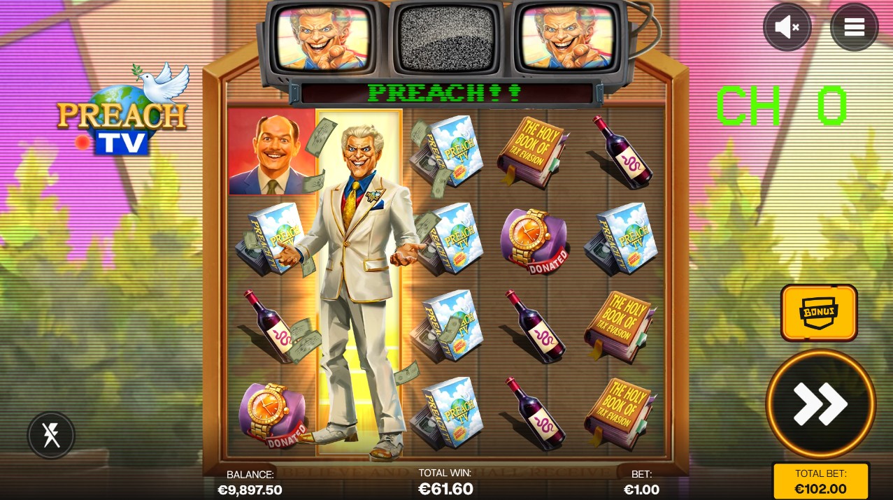 Preach TV slot review free spins bonus