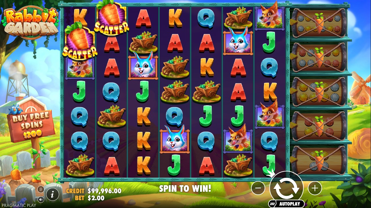 Rabbit Garden slot review base game 7-reel cluster pays Pragmatic Play