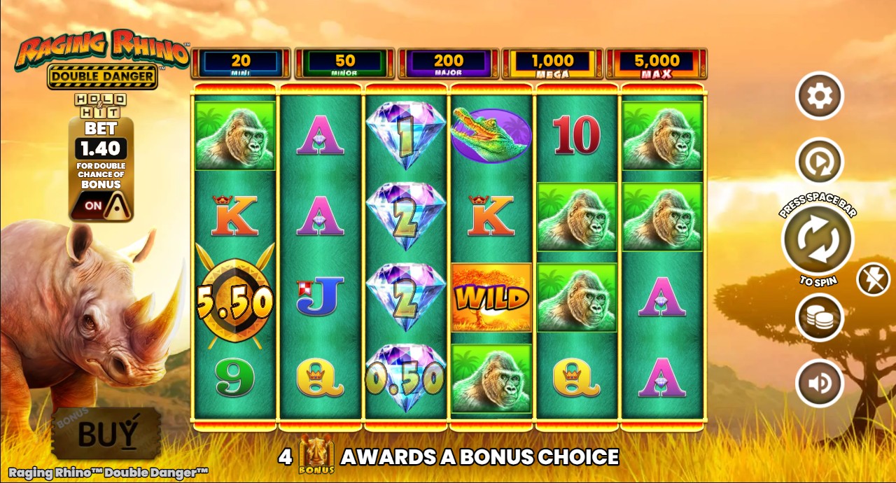 Raging Rhino Double Danger slot by Light & Wonder &ndash; base game