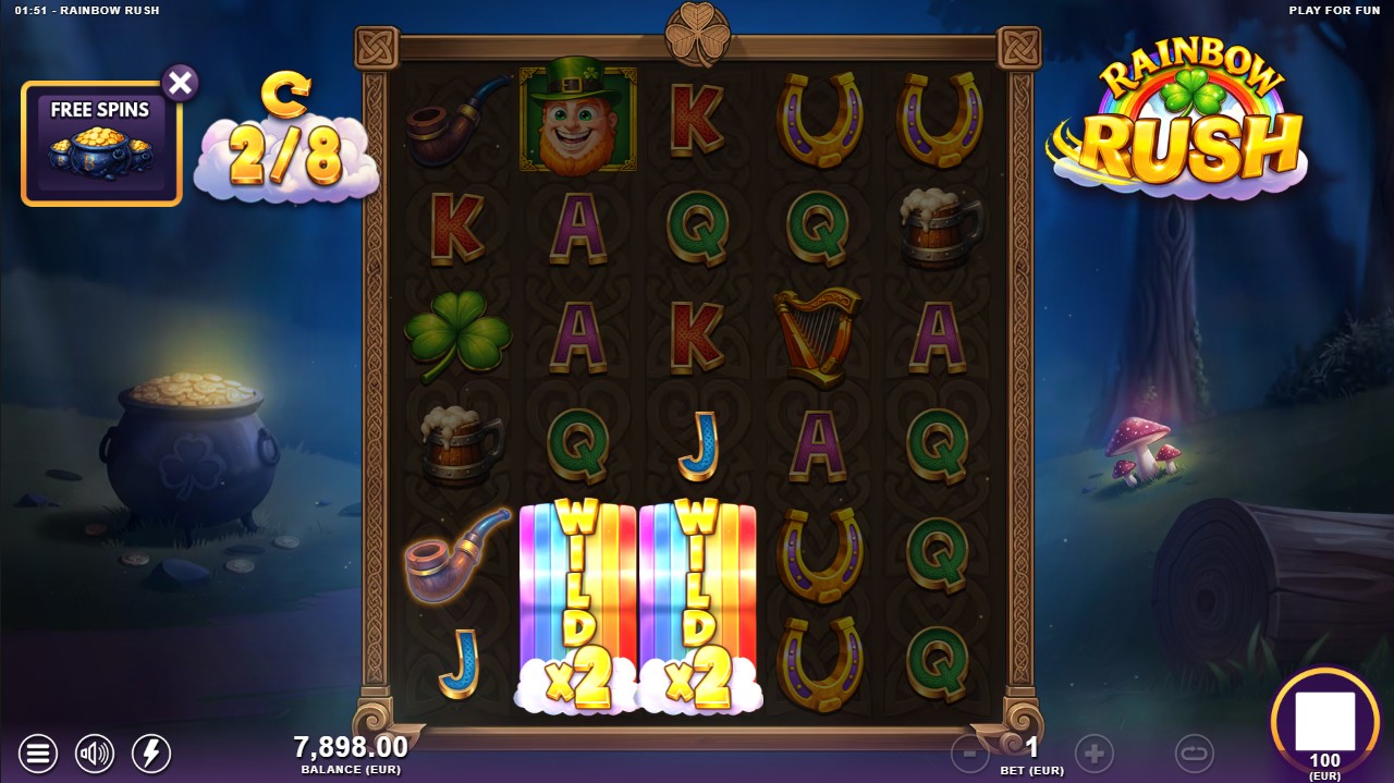 Rainbow Rush free spins – bonus round 12,000x max win high volatility, Slotmill 95.2% RTP