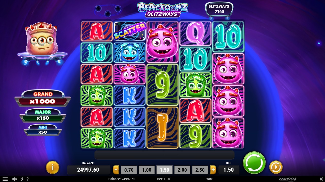 Reactoonz Blitzways by Play'n GO – 96.2% RTP High volatility 10,000x max win base game
