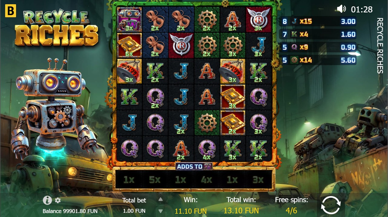 Recycle Riches bonus – eco cluster pays free spins 10,000x max win, BGaming 96.14% RTP