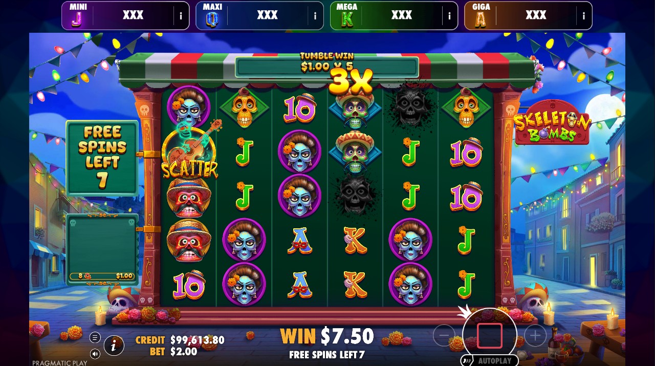 Skeleton Bombs by Pragmatic Play — bonus round free spins 25000x max win