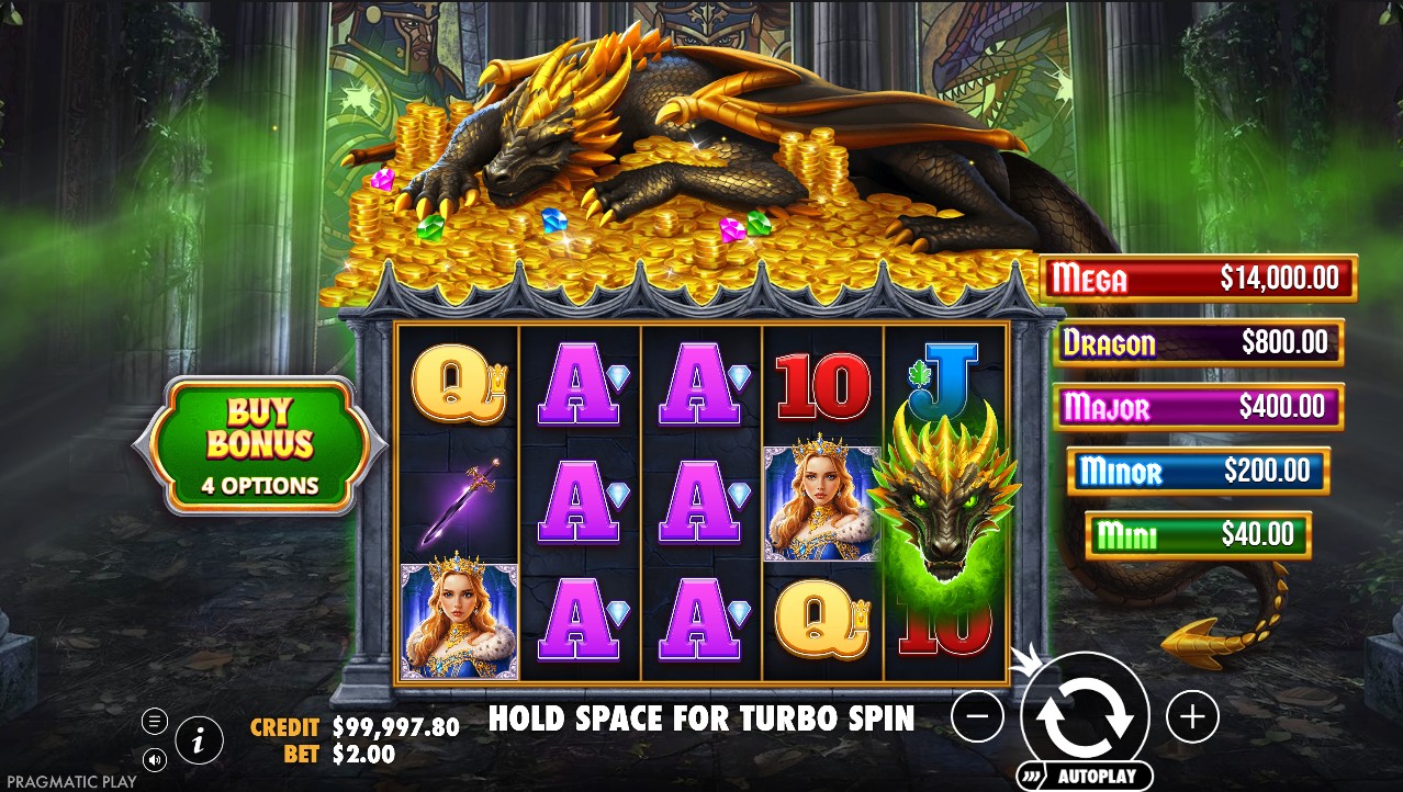 Sleeping Dragon Ultra Dark by Pragmatic Play – base game 5 reels 10 paylines fantasy dragon theme