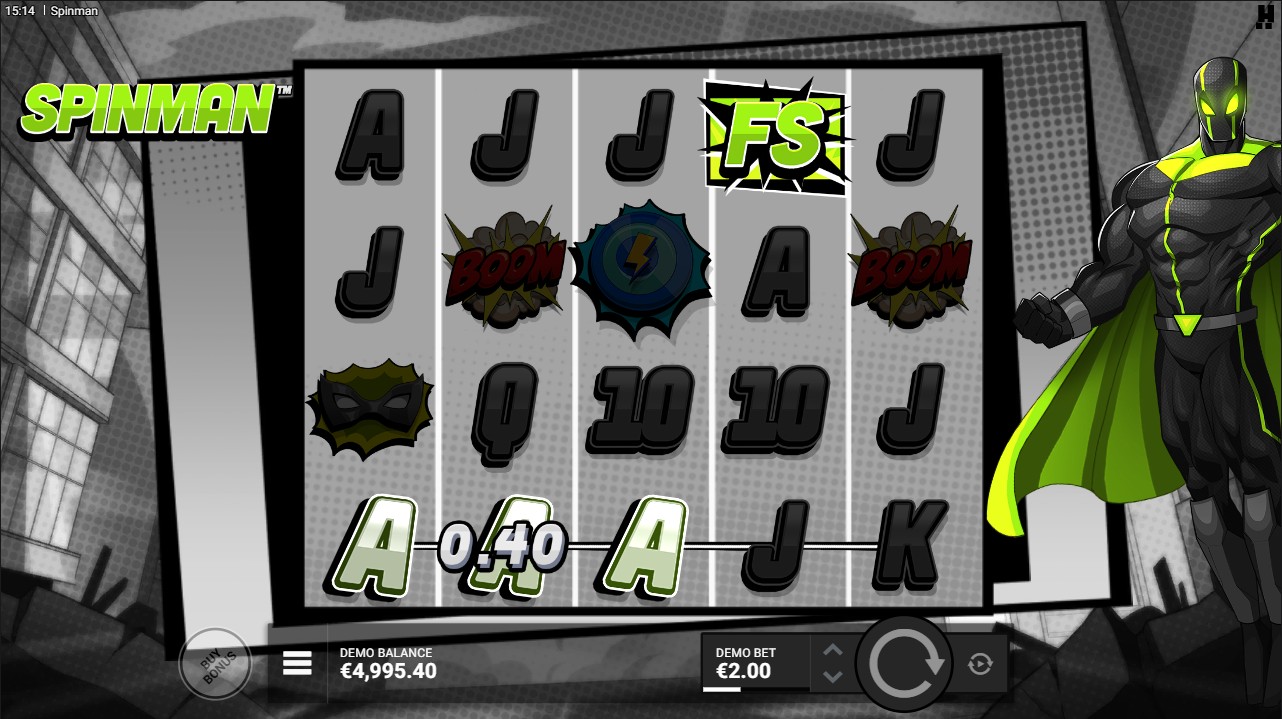 Spinman by Hacksaw Gaming – base game superhero theme Justice Reels Spinfinity Bonus