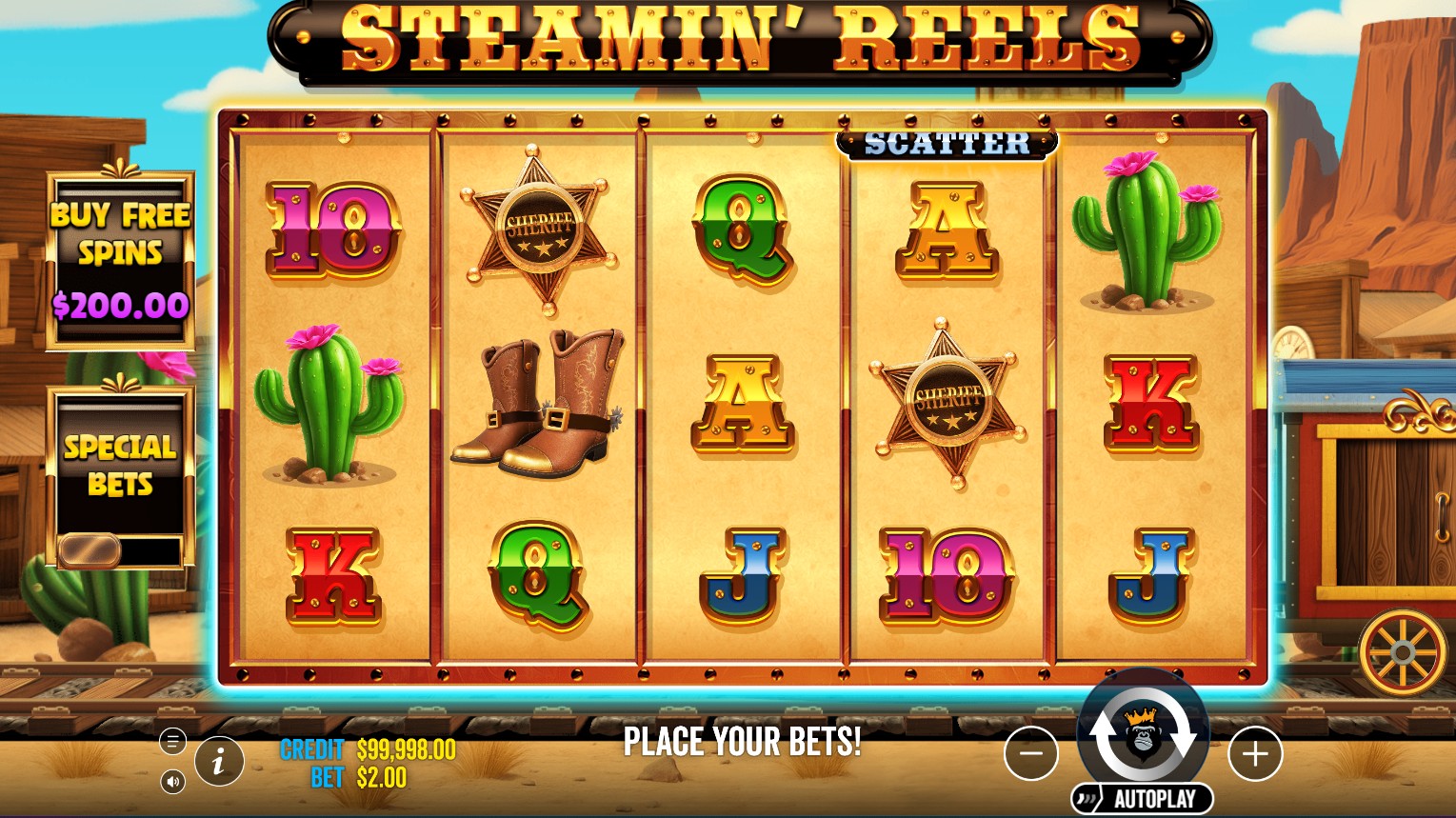 Steamin' Reels base game screenshot