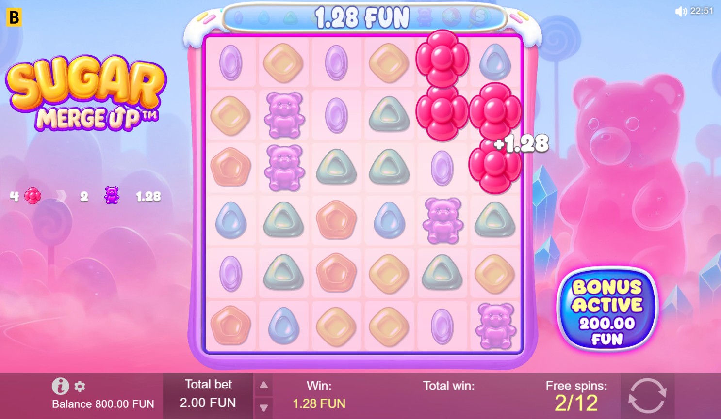 Sugar Merge Up slot review free spins bonus