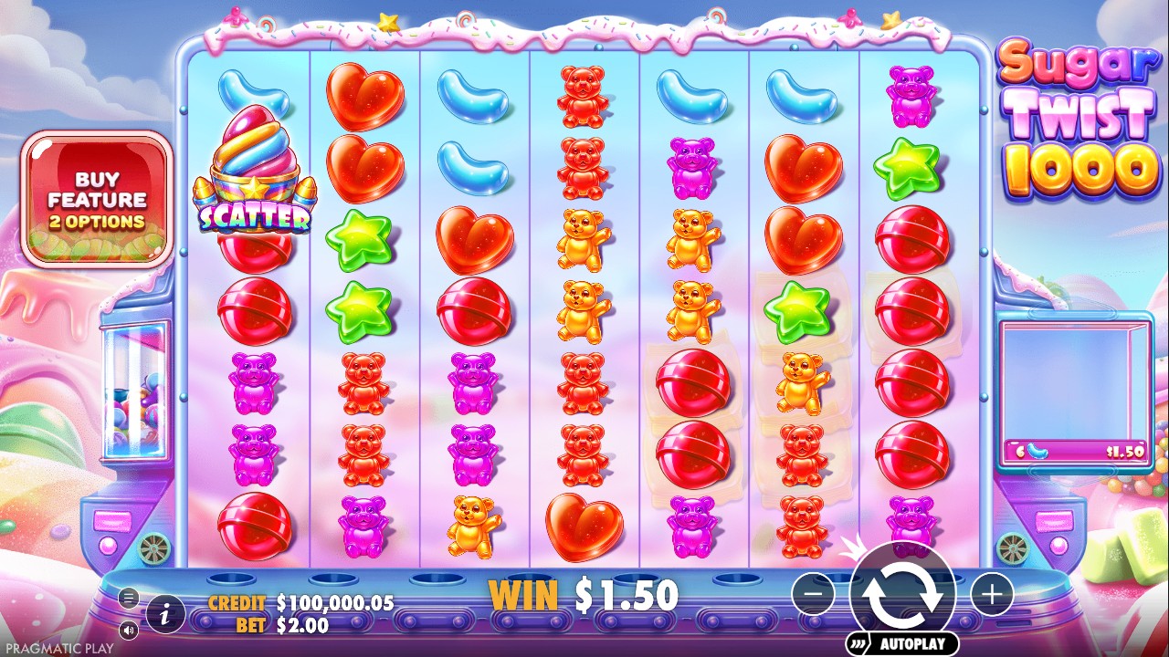 Sugar Twist 1000 by Pragmatic Play – base game 7x7 cluster pays candy theme