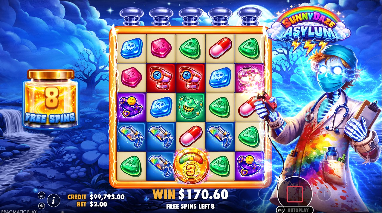 Sunnydaze Asylum by Pragmatic Play – up to 96.53% RTP High volatility 10,000x max win bonus round