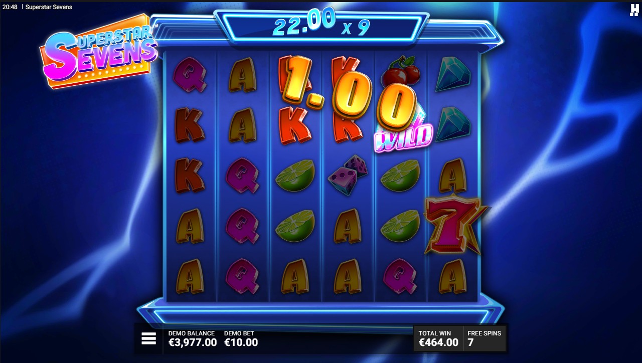 Superstar Sevens by Hacksaw Gaming – 96.37% RTP Medium volatility 10,000x max win bonus round