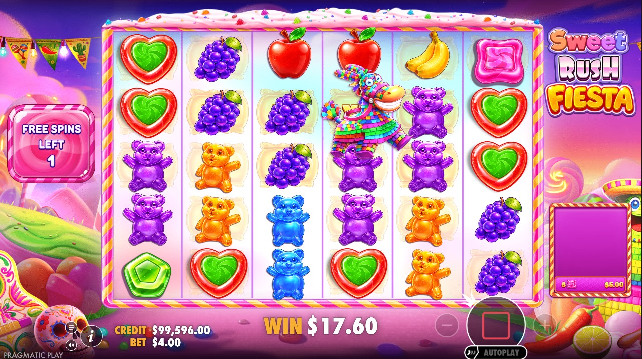 Sweet Rush Fiesta by Pragmatic Play – free spins persistent multipliers tumbling reels retrigger x128+ 5000x