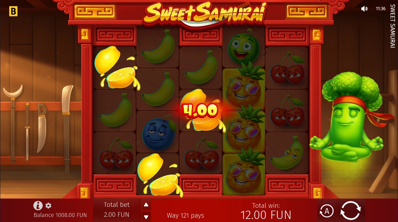 Sweet Samurai by BGaming – base game 5 reels samurai fruit theme