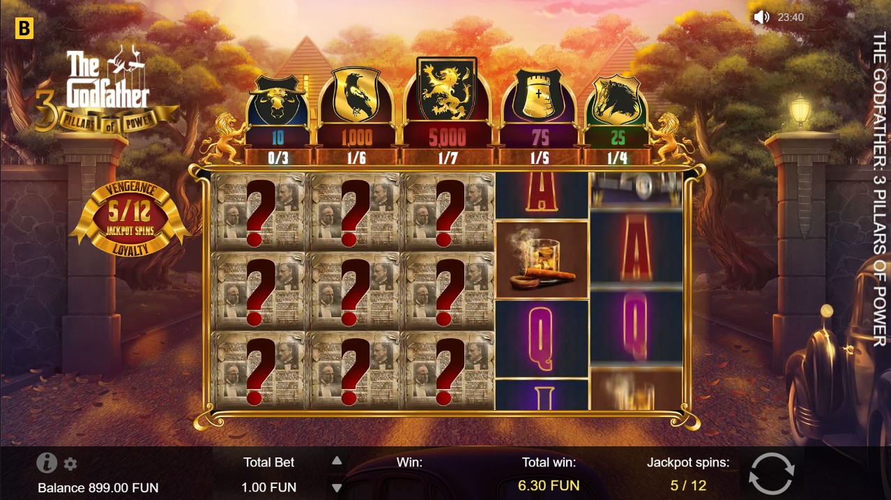 The Godfather 3 Pillars of Power by BGaming — Vengeance Bonus Spins hybrid feature 5,000x max win