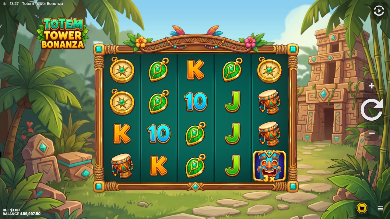 Totem Tower Bonanza by Backseat Gaming – expanding Wild Totem multiplier reel base game 16 paylines
