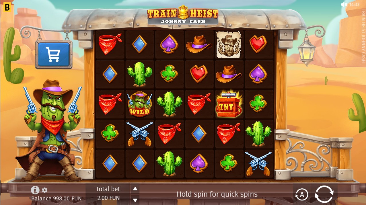Train Heist Johnny Cash by BGaming — base game 6-reel cluster pays cash collection TNT symbols 97.00% RTP