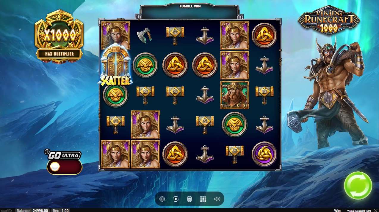 Viking Runecraft 1000 by Play'n GO – base game, 96.2% RTP, Extreme volatility, 6 reels Cluster Pays