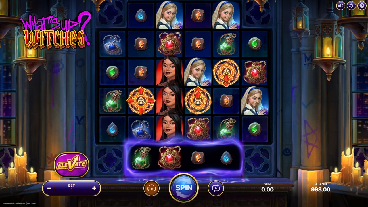 What's Up Witches? by NetEnt — base game 6 reels witchcraft theme
