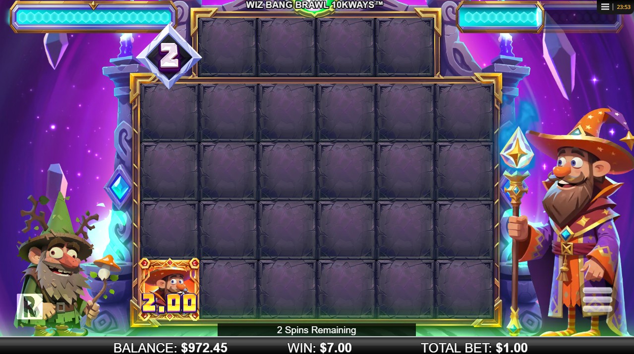 Wizbang Brawl 10K Ways slot review bonus round free spins