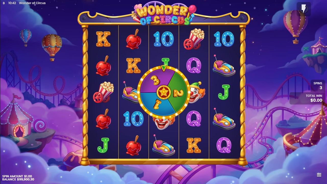 Wonder of Circus by Backseat Gaming — free spins bonus round enhanced multipliers 10,000x max win