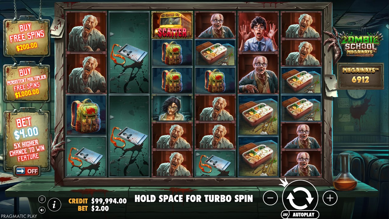 Zombie School Megaways by Pragmatic Play – base game 6-reel Megaways
